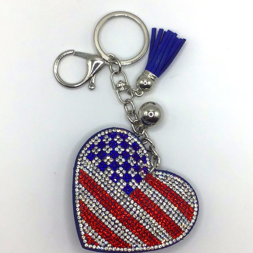 New USA Puffy Tassel Keychain